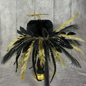 Handmade 19” black and gold pumpkin pedestal